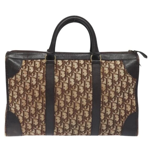 Christian Dior Trotter Canvas Hand Bag Brown Gold Auth 128326 - Picture 3 of 16